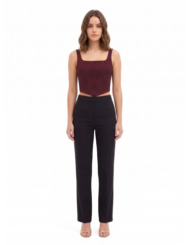 Cropped bustiertop van kant van jacquard met reliëf en lurex Rinascimento