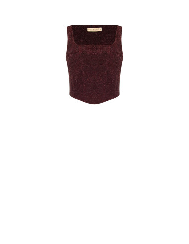 Cropped bustiertop van kant van jacquard met reliëf en lurex Rinascimento