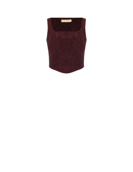 Cropped bustiertop van kant van jacquard met reliëf en lurex Rinascimento