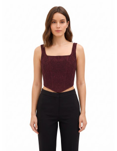 Cropped bustiertop van kant van jacquard met reliëf en lurex Rinascimento