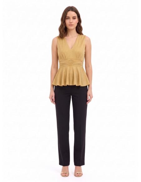 Peplumtop van lurex met glittereffect en V-hals Rinascimento