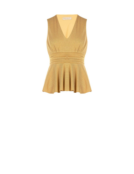 Peplumtop van lurex met glittereffect en V-hals Rinascimento