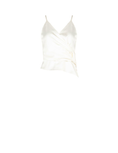 Satijnen crop top met gekruiste V-hals en strik aan één kant Rinascimento