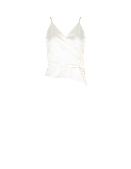 Satijnen crop top met gekruiste V-hals en strik aan één kant Rinascimento
