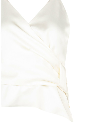 Satijnen crop top met gekruiste V-hals en strik aan één kant Rinascimento