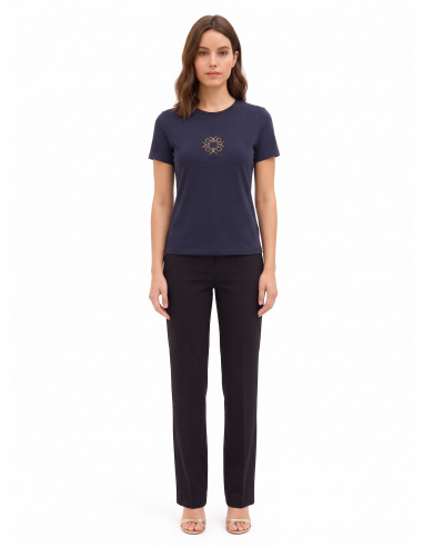 T-shirt regular fit van katoenmix met geborduurd logo Rinascimento