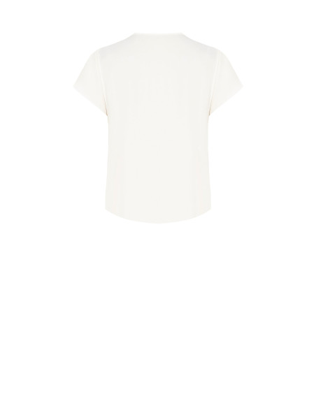 Blouse van mat satijn met V-hals, verweven ketting en sjaaltje Rinascimento