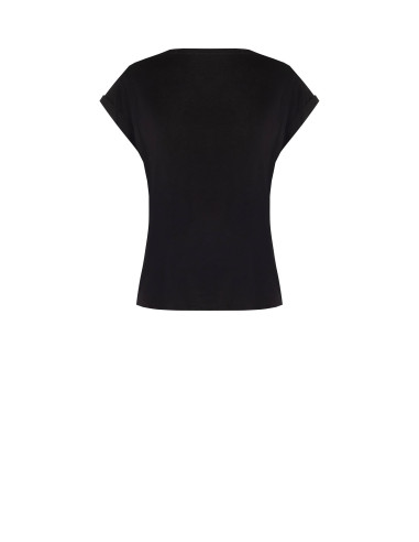 Regular T-shirt van katoen met omgeslagen mouwen en logo met strass-steentjes Rinascimento
