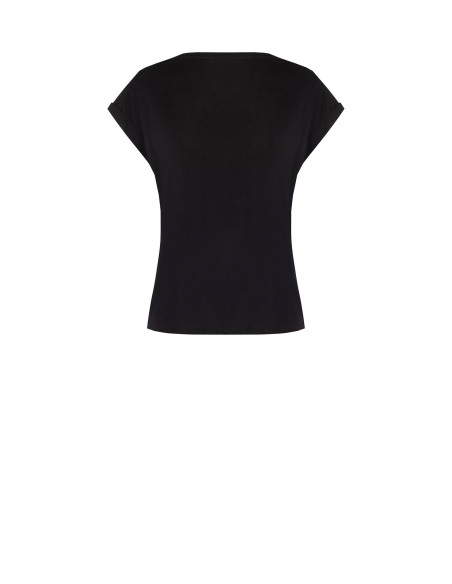 Regular T-shirt van katoen met omgeslagen mouwen en logo met strass-steentjes Rinascimento