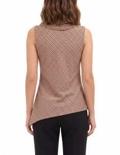 Geruite top met gedrapeerde hals en asymmetrische snit Rinascimento 2
