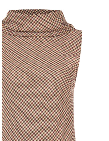 Geruite top met gedrapeerde hals en asymmetrische snit Rinascimento