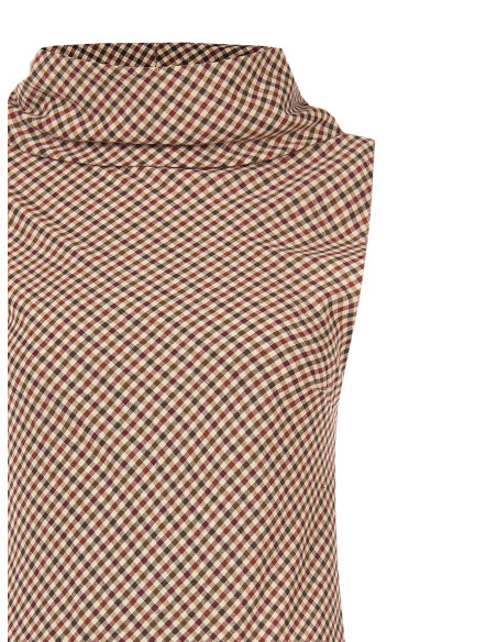 Geruite top met gedrapeerde hals en asymmetrische snit Rinascimento
