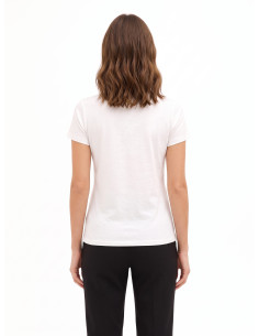 Regular T-shirt van katoen met modieuze folieprint en strasssteentjes Rinascimento 2