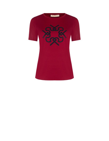 Regular T-shirt van katoen met reliëflogo Rinascimento