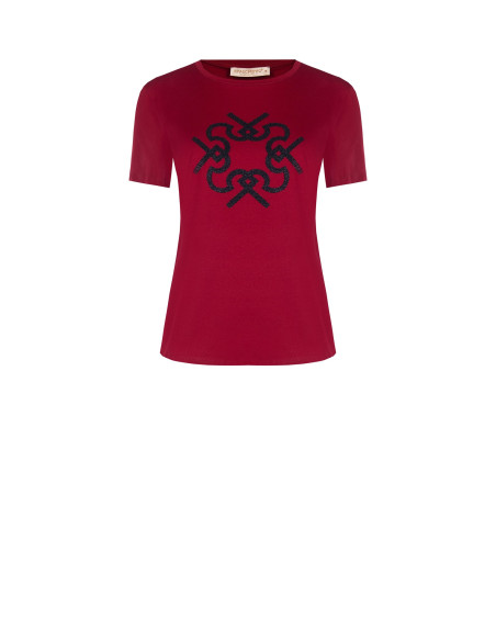 Regular T-shirt van katoen met reliëflogo Rinascimento