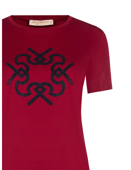 Regular T-shirt van katoen met reliëflogo Rinascimento