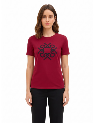 Regular T-shirt van katoen met reliëflogo Rinascimento