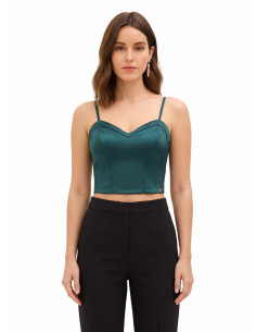 Bustier-croptop van satijn met baleinen Rinascimento