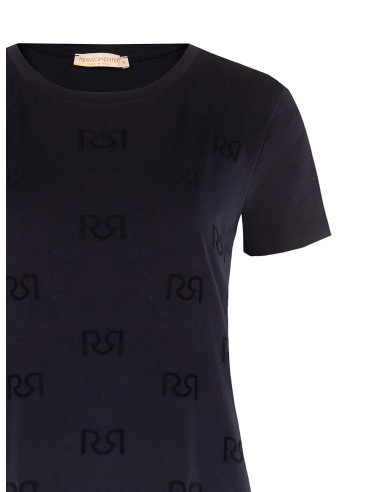 Regular T-shirt van katoenmix met geflockt RR-logomotief Rinascimento
