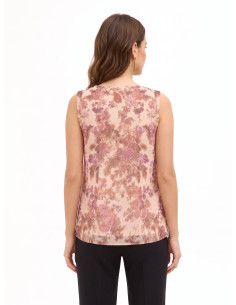 Ruime, trapeziumvormige top van gebloemde georgette met lurexdruppels Rinascimento 2