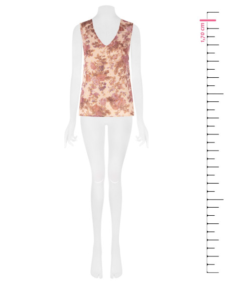Ruime, trapeziumvormige top van gebloemde georgette met lurexdruppels Rinascimento