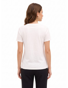 Regular T-shirt van katoen met geometrische print en gelamineerde details Rinascimento 2