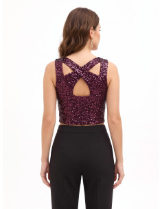 Crop top met pailletten en uitsnijding Rinascimento 2