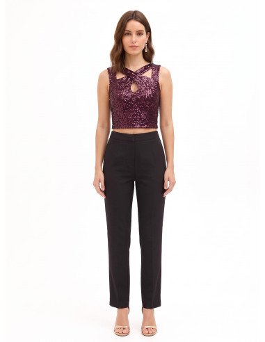 Crop top met pailletten en uitsnijding Rinascimento