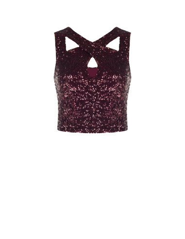 Crop top met pailletten en uitsnijding Rinascimento
