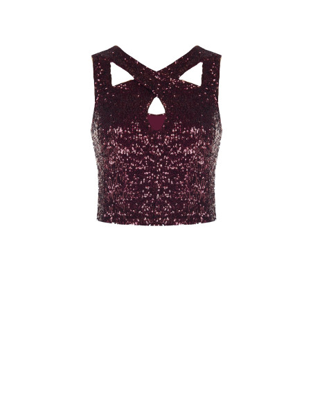 Crop top met pailletten en uitsnijding Rinascimento