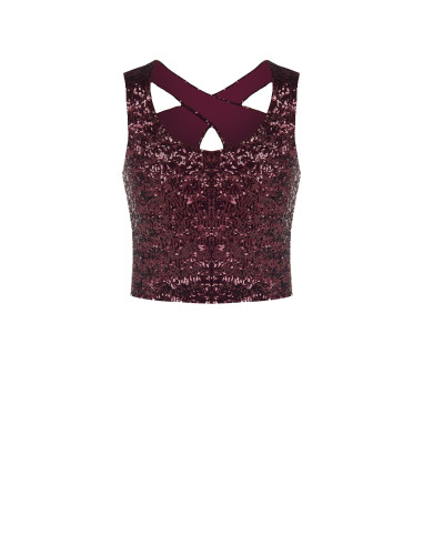 Crop top met pailletten en uitsnijding Rinascimento