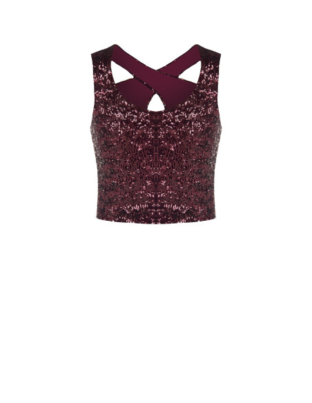 Crop top met pailletten en uitsnijding Rinascimento