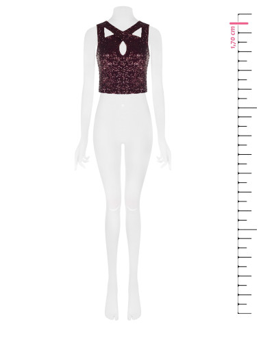 Crop top met pailletten en uitsnijding Rinascimento