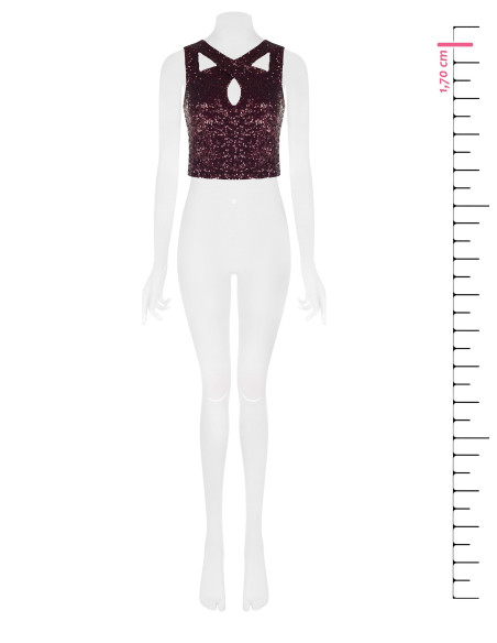 Crop top met pailletten en uitsnijding Rinascimento