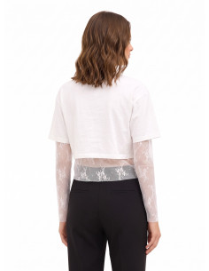 Set van kanten top en crop top van katoen met RR-logo van strass Rinascimento 2