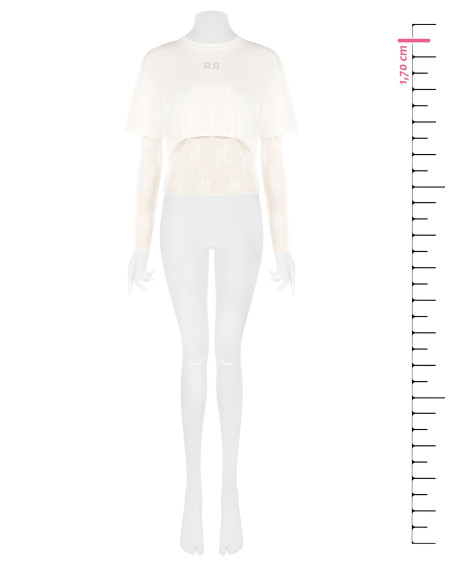 Set van kanten top en crop top van katoen met RR-logo van strass Rinascimento