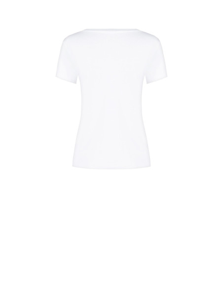 Regular T-shirt van katoenmix met flockprint van een modeshow Rinascimento