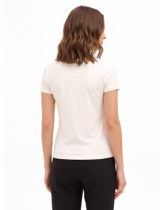 Regular T-shirt van katoenmix met sloganprint en strassversiering Rinascimento 2