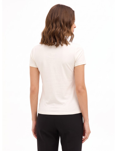 Regular T-shirt van katoenmix met sloganprint en strassversiering Rinascimento