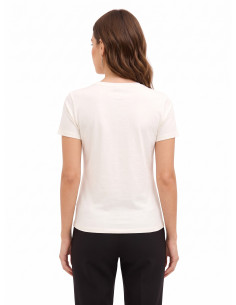 Regular katoenen T-shirt met gelamineerde bloemen en parels Rinascimento 2