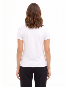 Regular T-shirt van een katoenmix met sloganprint en strass-steentjes Rinascimento 2
