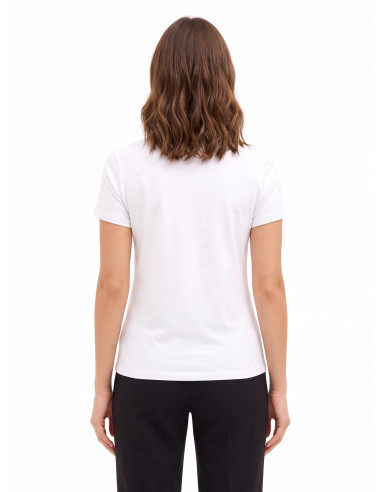 Regular T-shirt van een katoenmix met sloganprint en strass-steentjes Rinascimento