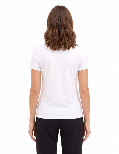 Regular T-shirt van een katoenmix met sloganprint en strass-steentjes Rinascimento