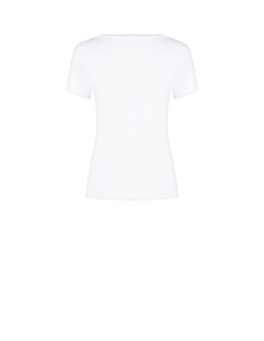 Regular T-shirt van een katoenmix met sloganprint en strass-steentjes Rinascimento