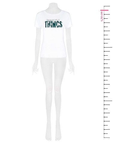 Regular T-shirt van een katoenmix met sloganprint en strass-steentjes Rinascimento