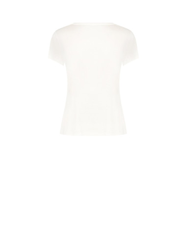 Regular T-shirt van katoen met modieuze print en strass-franjes Rinascimento