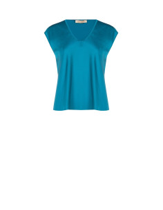 Vloeiende satijnen blouse met V-hals Rinascimento