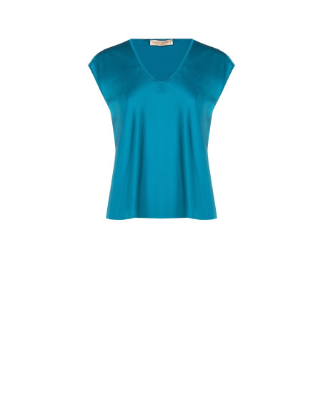 Vloeiende satijnen blouse met V-hals Rinascimento