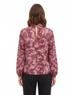 Vloeiende satijnen blouse met paisleyprint en opgerolde kraag Rinascimento 2
