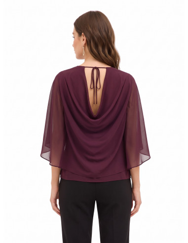 Vloeiende georgetteblouse met geïntegreerde cape Rinascimento